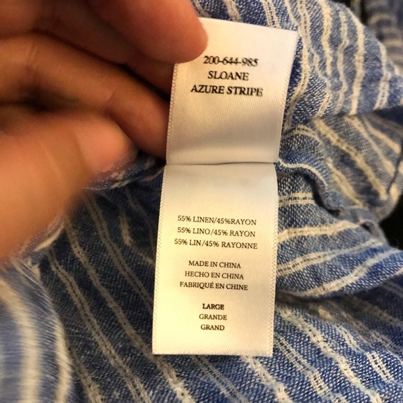 Rails Sloane Azure Stripe Button Down Tie Front Light Blue White Large - Picture 15 of 16